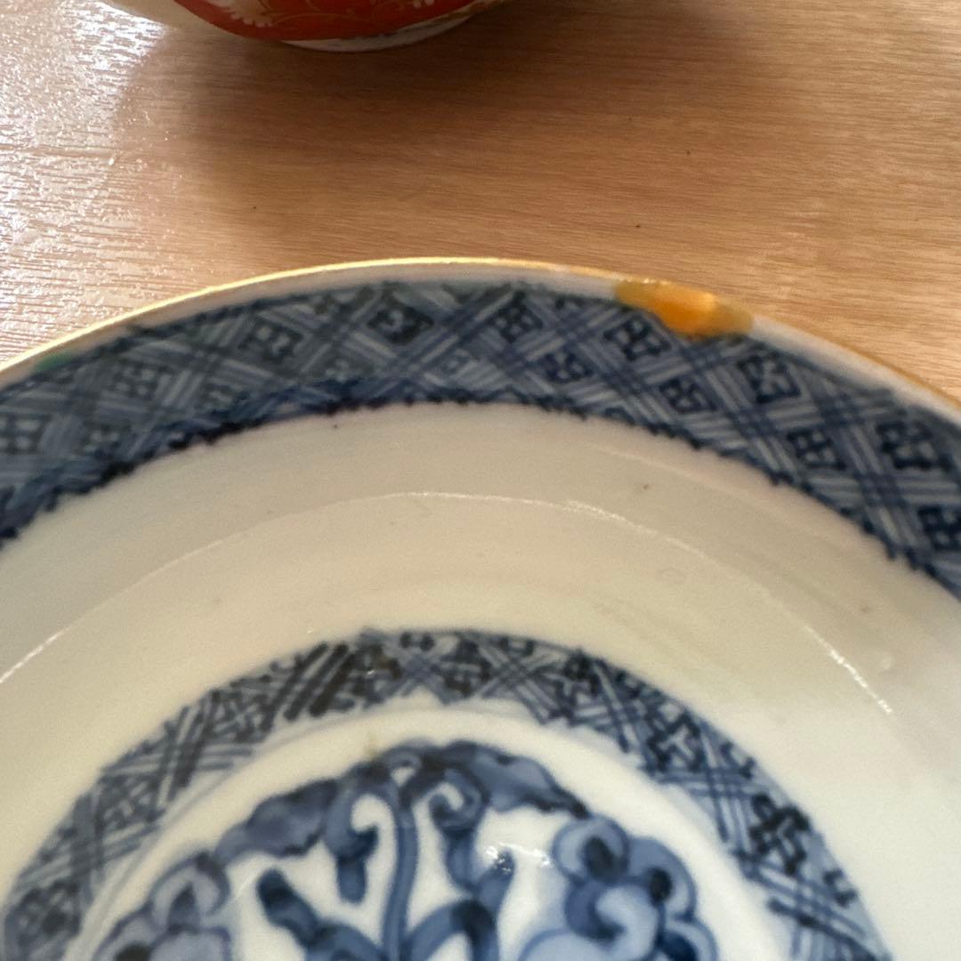 古伊万里　赤絵椀　太明年製　懐石　金彩　７客　蓋付