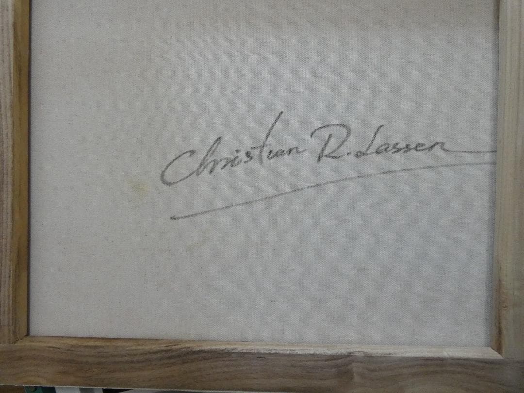 T.Y. クリスチャン・ラッセン「風景」サイン F8　額装済み 肉筆手描き