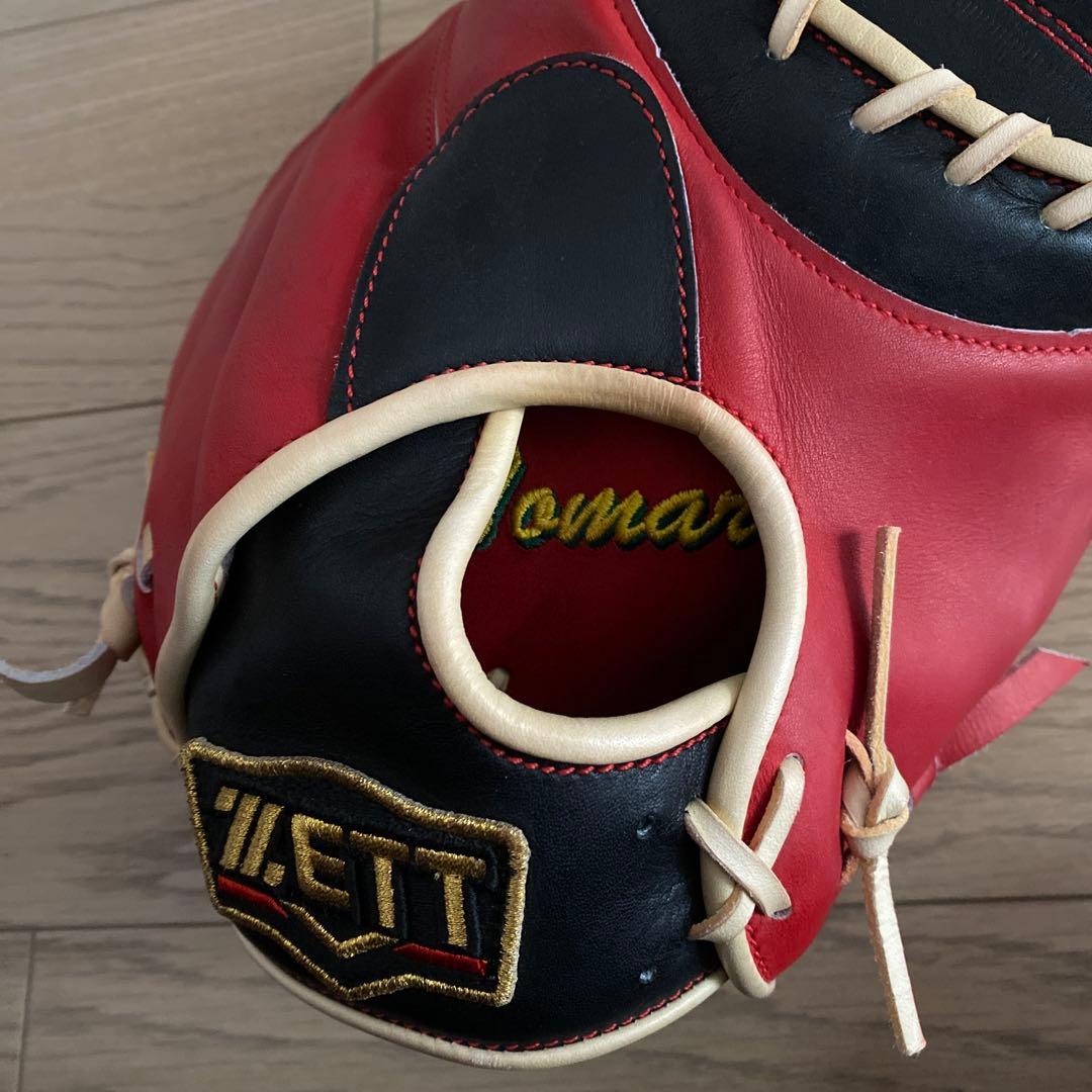 【未使用】ZETT PROSTATUS 軟式グローブ 赤黒