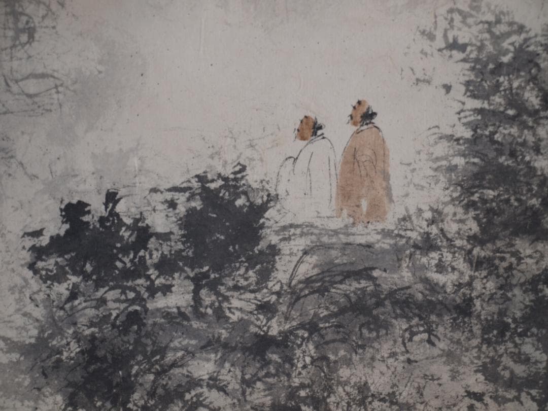 骨董市仕入れ品　中国近時代の掛軸　人物図　肉筆保証 DE404A7-3