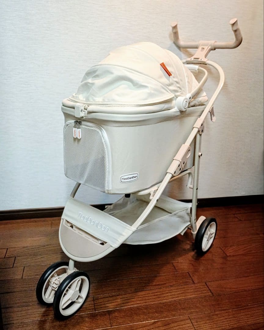 ✱美品✱ ペットカート クリーミーホワイト 分離型 軽量 折りたたみ 3輪