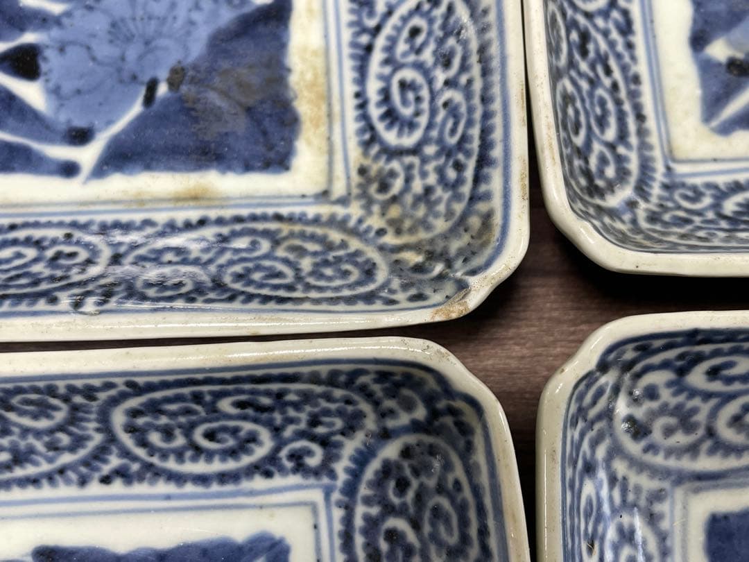 江戸中期 蛸唐草 牡丹 古伊万里 長方形 皿20枚セット 骨董 富貴長春