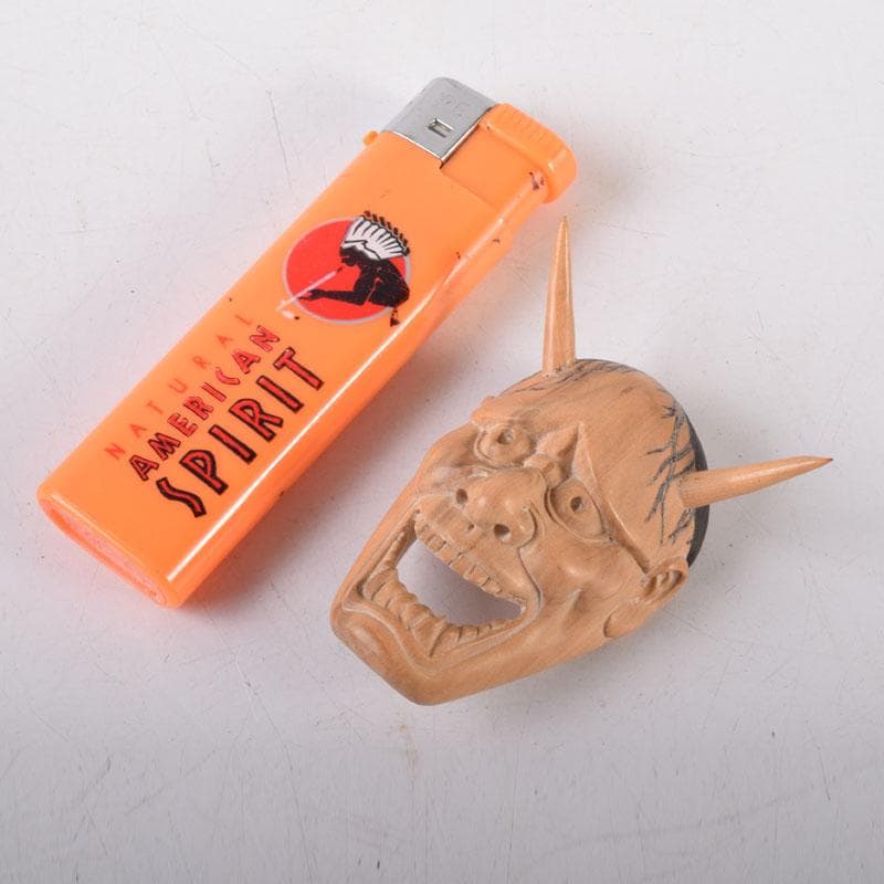 時代提げ物　木彫　面根付　能面　お面　般若面　C　8069