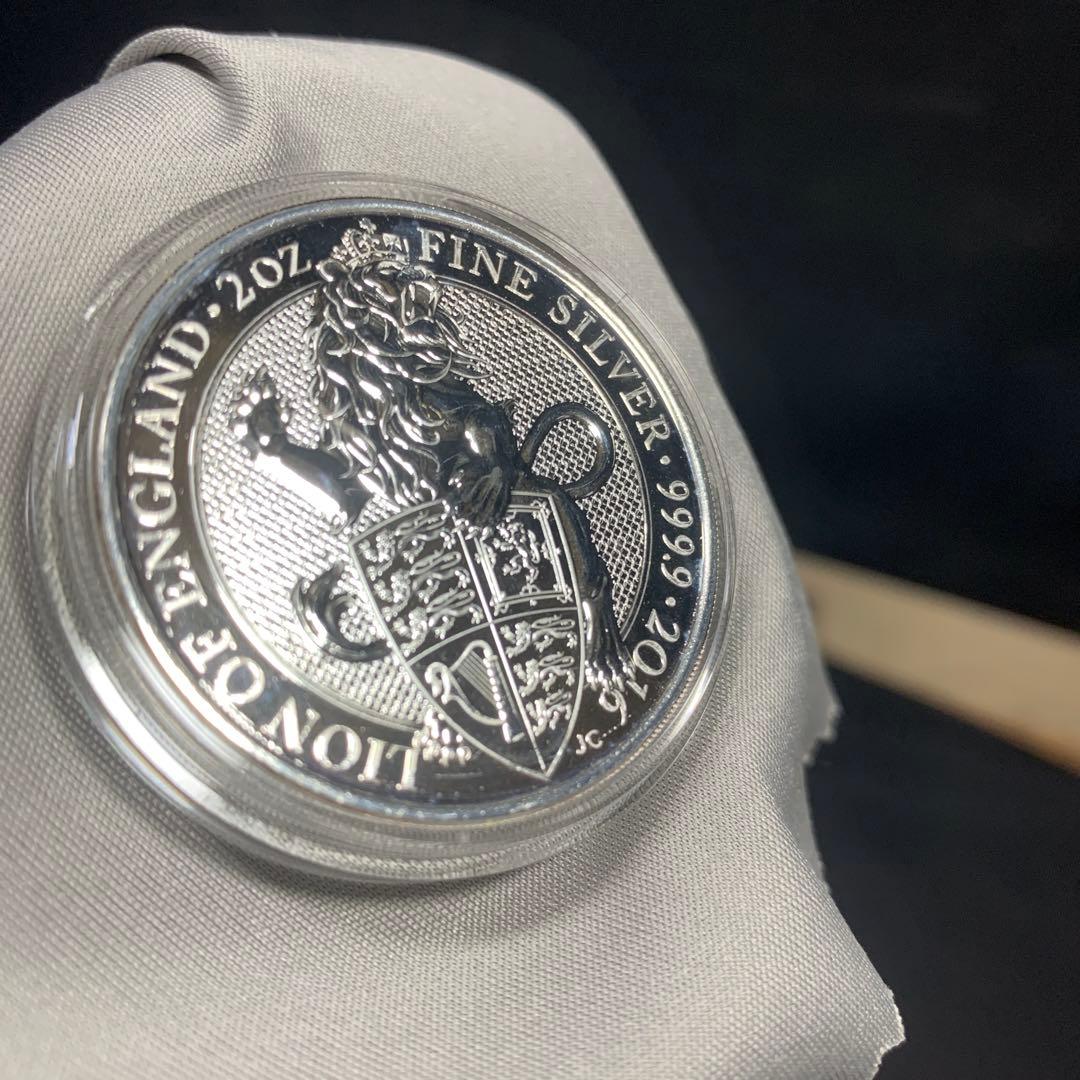 その3 純銀貨 2オンス クイーンズビースト　2016 ライオン・イングランド