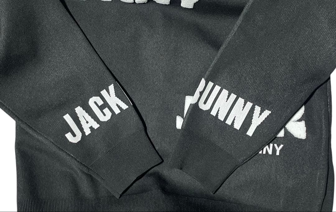 美品☆Jack Bunny!! ロゴジャガードニットフーディ ブラック　サイズ5