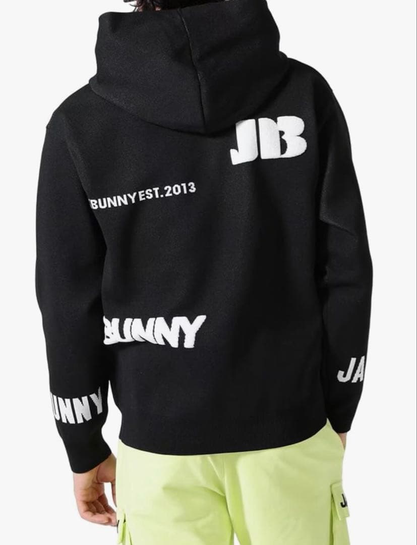 美品☆Jack Bunny!! ロゴジャガードニットフーディ ブラック　サイズ5