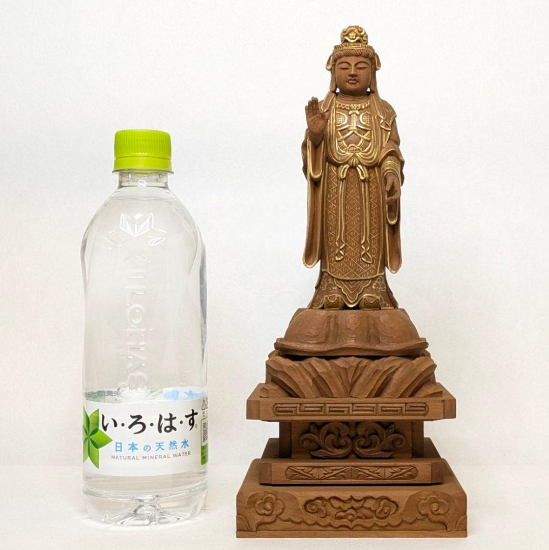 【ゲリラセール・新品】 帝釈天　金泥　紅檀　総高さ約27.5㎝　インドラ　帝釈