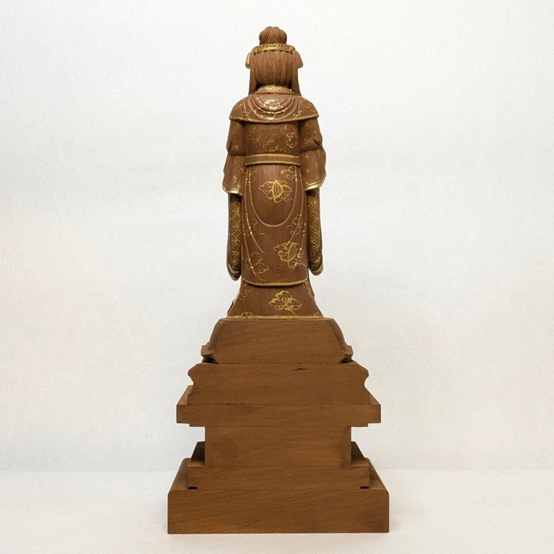 【ゲリラセール・新品】 帝釈天　金泥　紅檀　総高さ約27.5㎝　インドラ　帝釈