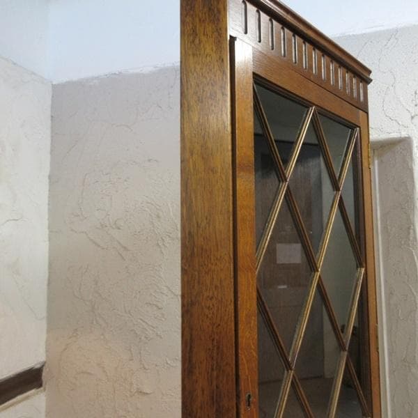 イギリス アンティーク 家具 コーナーキャビネット 飾り棚 英国 6958d