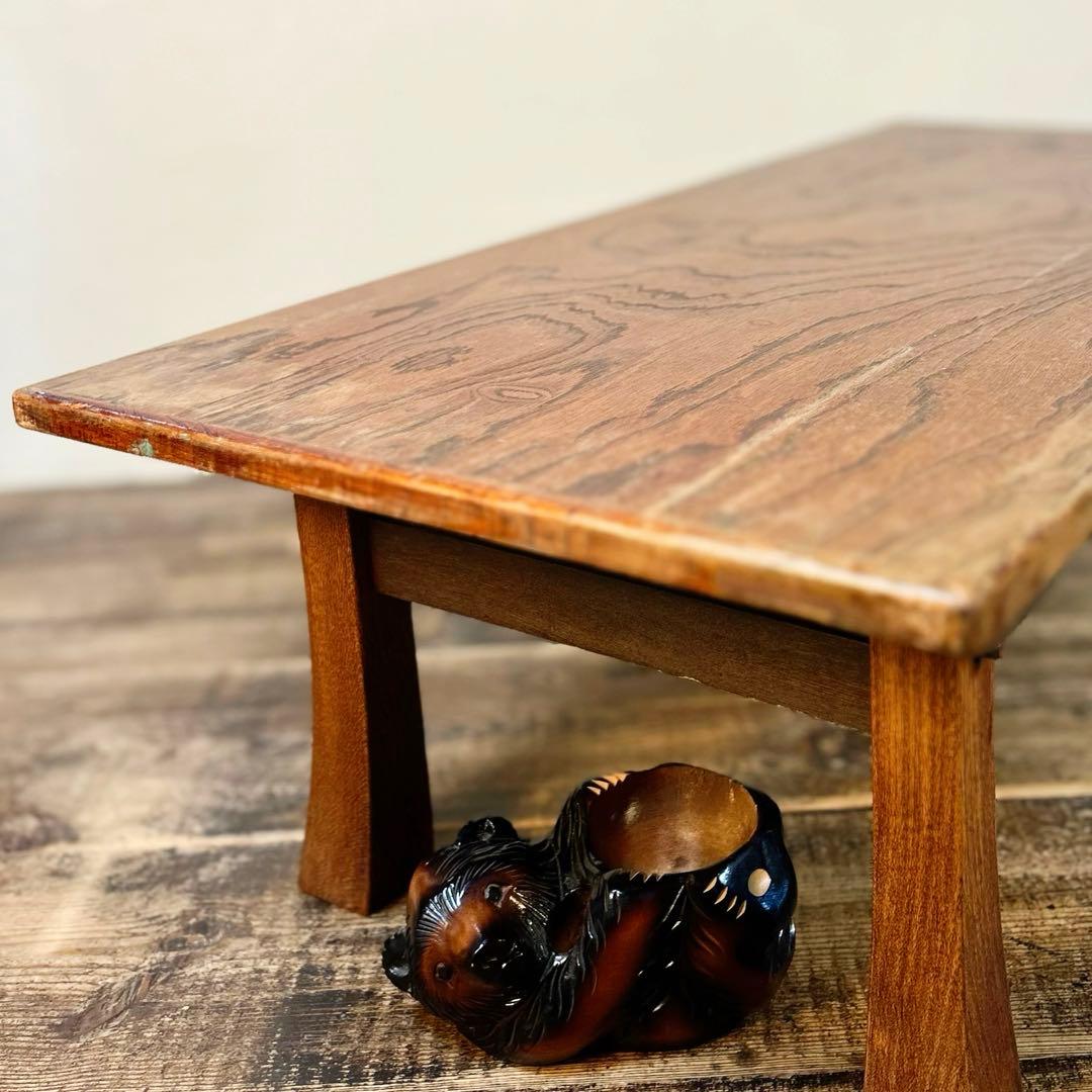 昭和中期 昭和レトロ ちゃぶ台 文机 木製 古家具 折りたたみ スプリング構造