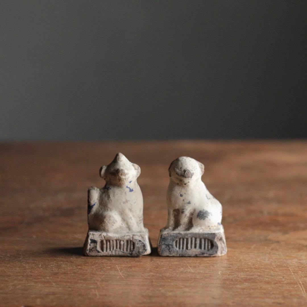 獅子 と 狛犬 土人形 郷土人形 民芸 古美術 古道具 アンティーク