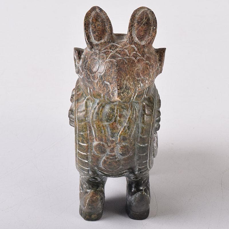 水芙蓉　中国　玉石彫刻　神獣型壷　V　R8307