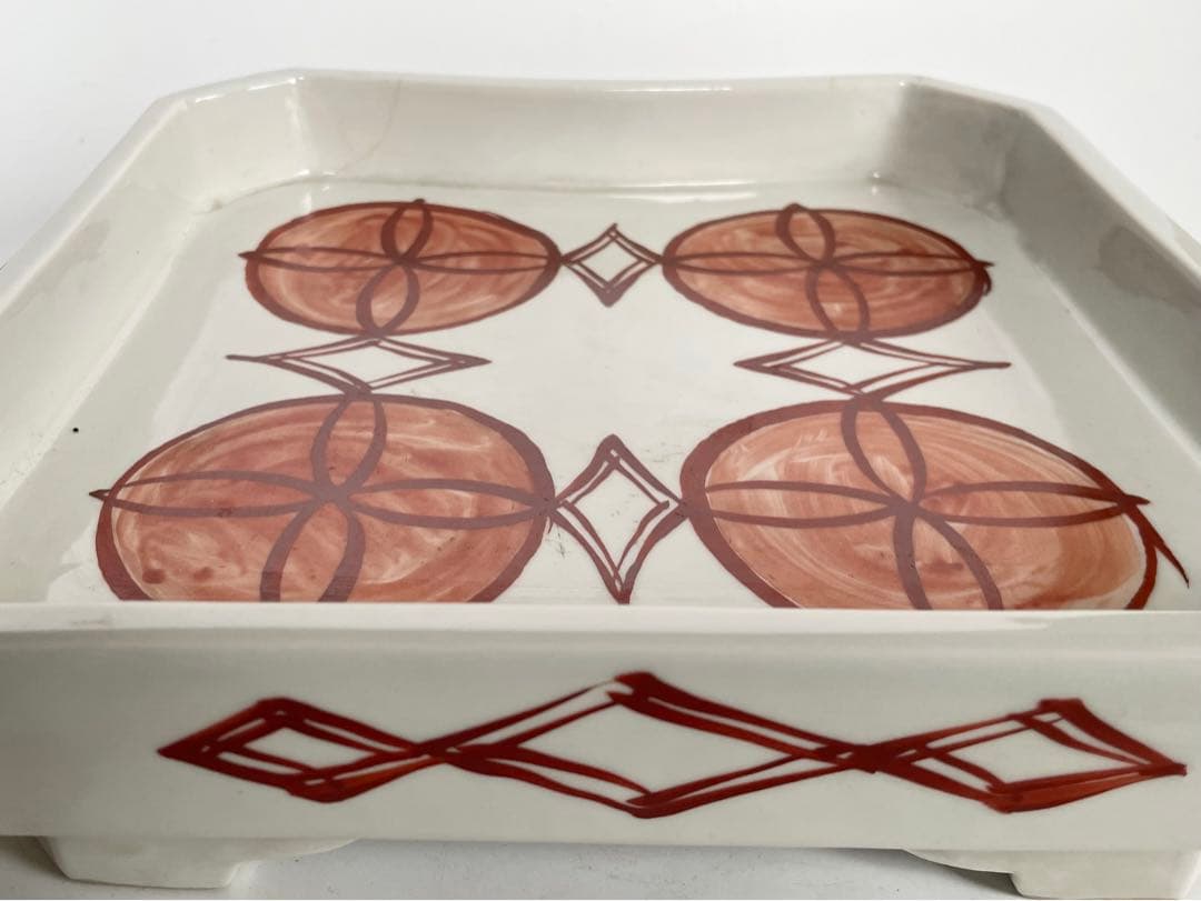 #2陶芸家　上田恒二　木野皿山　赤絵　角皿　折敷　盆　民藝　船木研兒　河井寛次郎