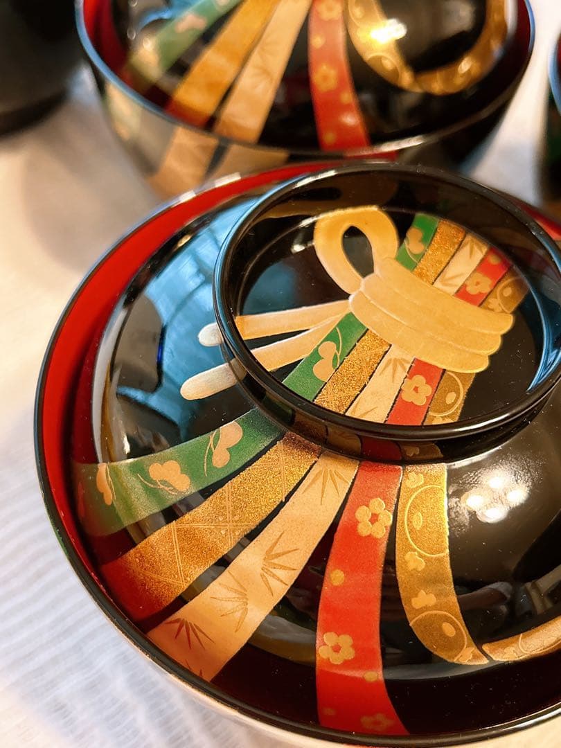 高級輪島塗　熨斗蒔絵　煮物椀五客