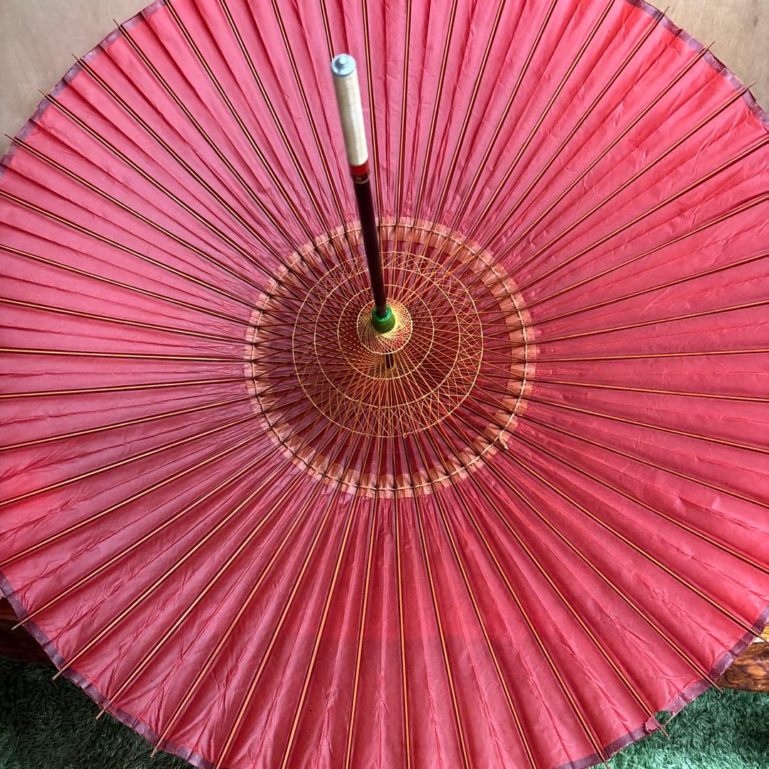 赤い和紙傘 羽二重傘　蛇の目傘　日本傘　0120o76