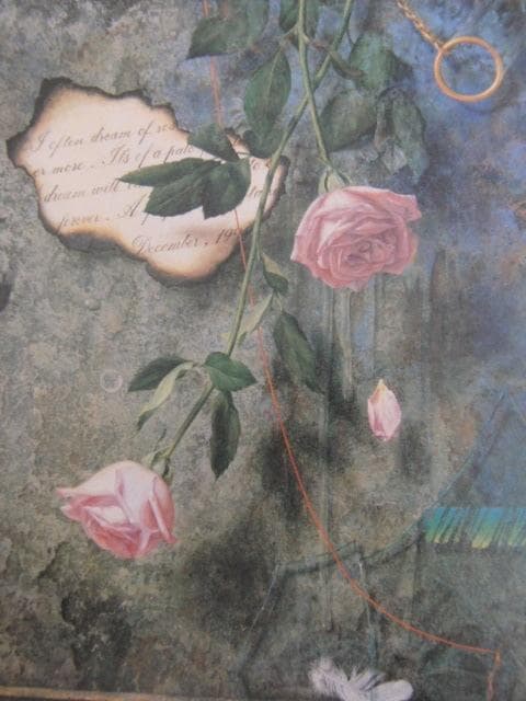 島村信之、【パープルローズ】、希少な額装用画集画、新品高級額 額装付