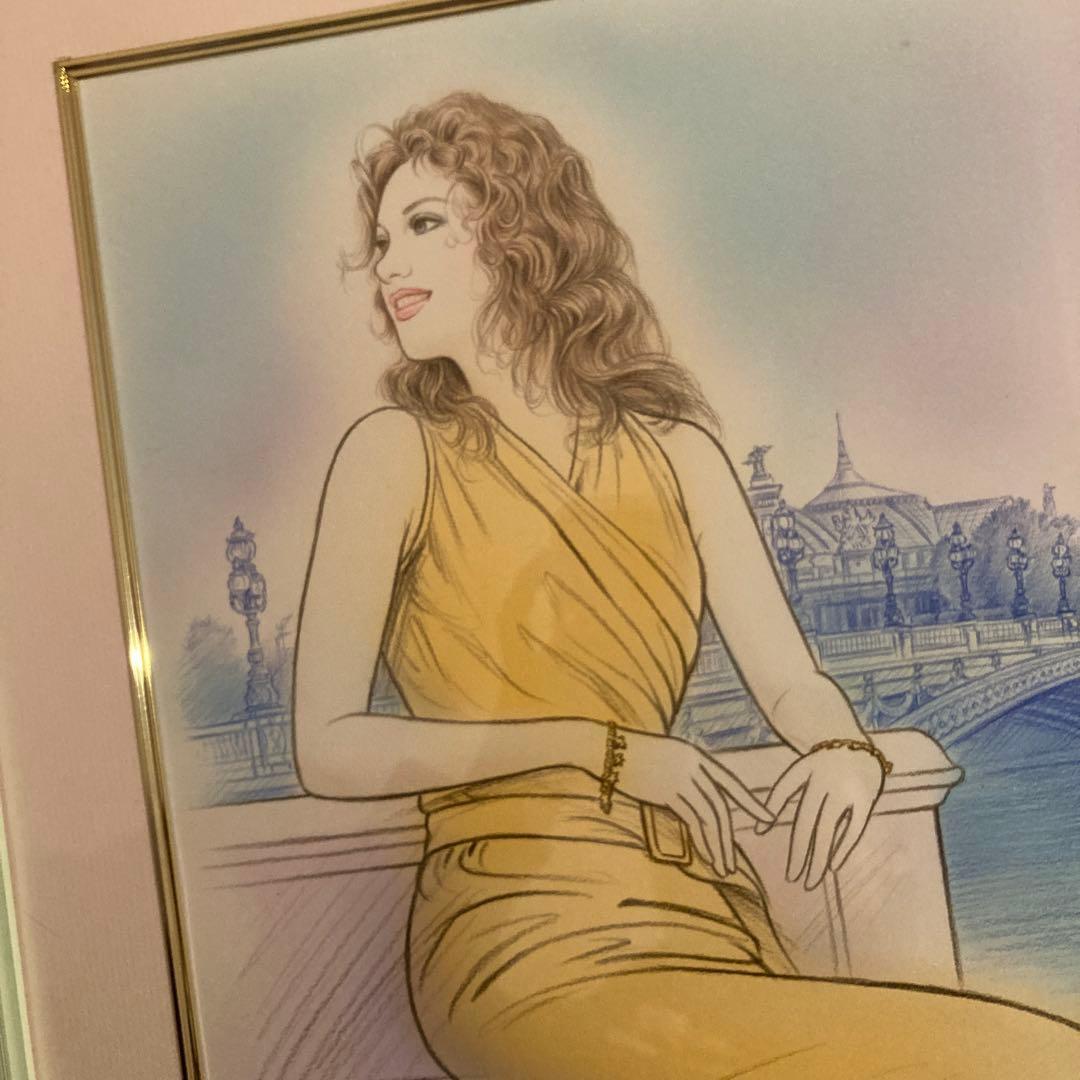 【原画】　塚本馨三　直筆サイン入り　イラスト　証明書あり　額装あり　美人画