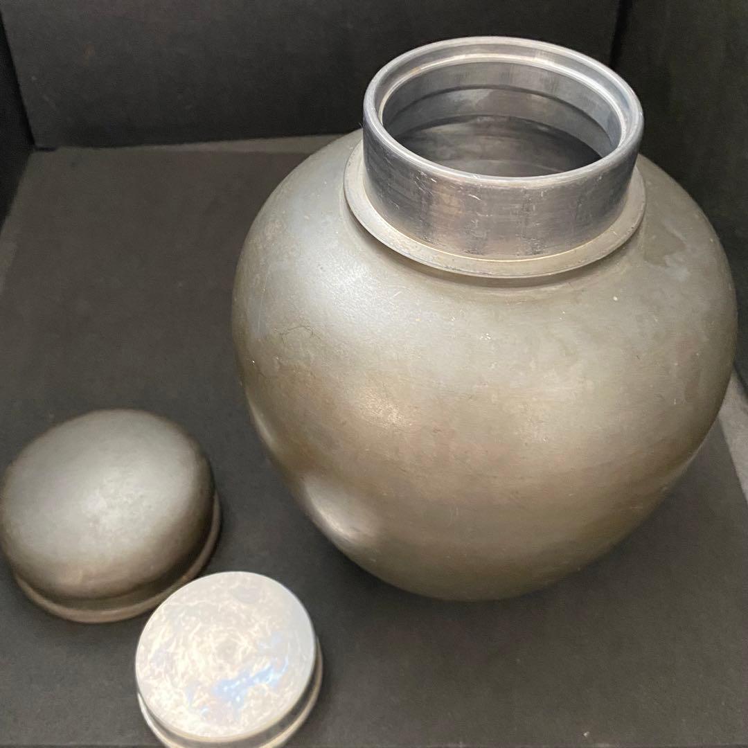 古錫 御錫屋天下一美作守  茶筒 茶入 茶壷 煎茶 茶道具  茶心壺　錫製品