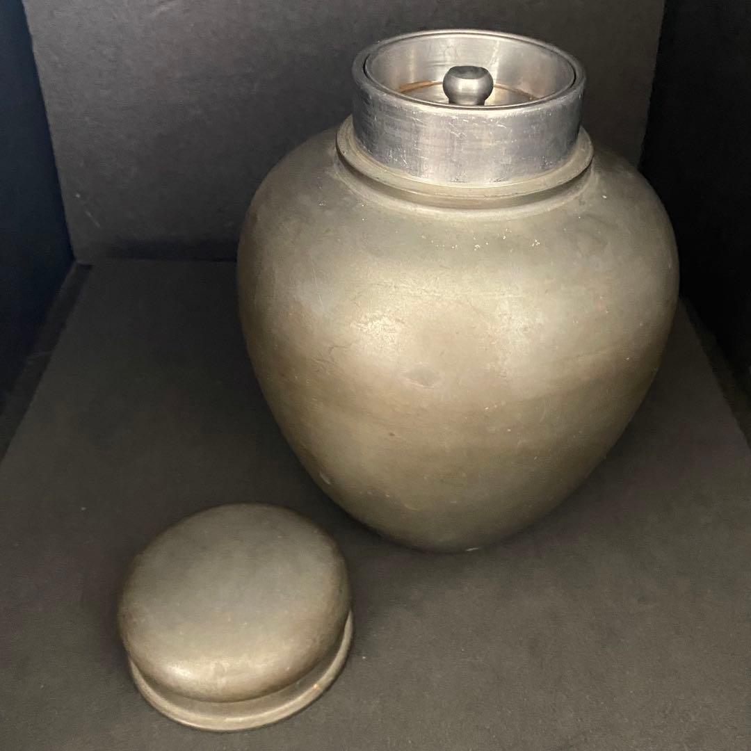 古錫 御錫屋天下一美作守  茶筒 茶入 茶壷 煎茶 茶道具  茶心壺　錫製品