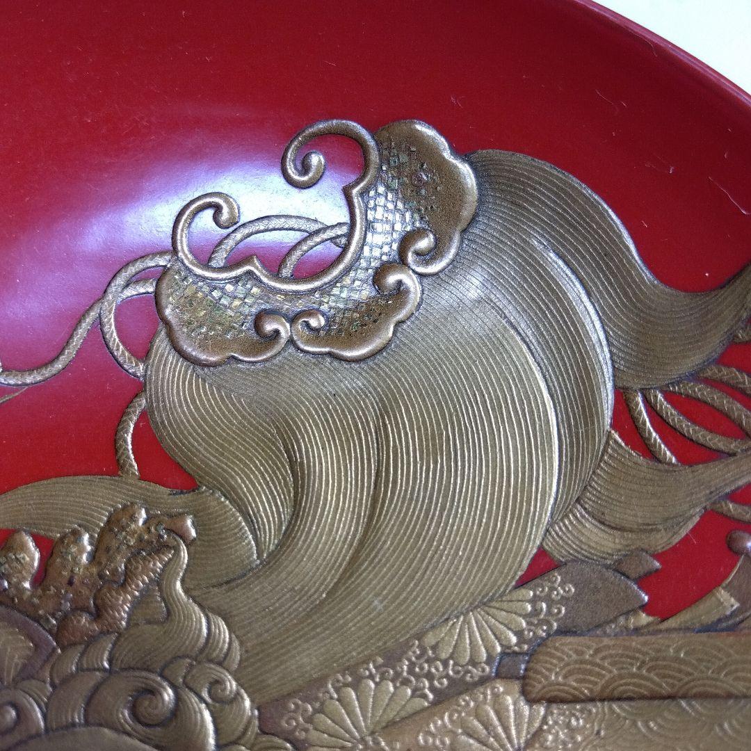 加賀蒔絵　高蒔絵祝い盃　三ッ組盃　　漆芸　時代高級高蒔絵盃　大正期　黒塗共箱