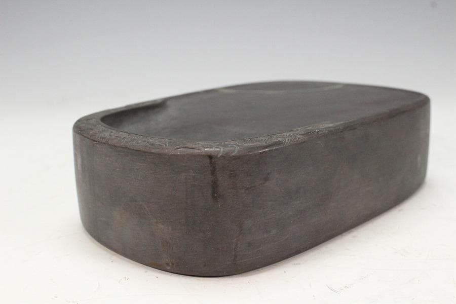 中国美術 楕円形 端渓 硯 文房具(K-LC733)