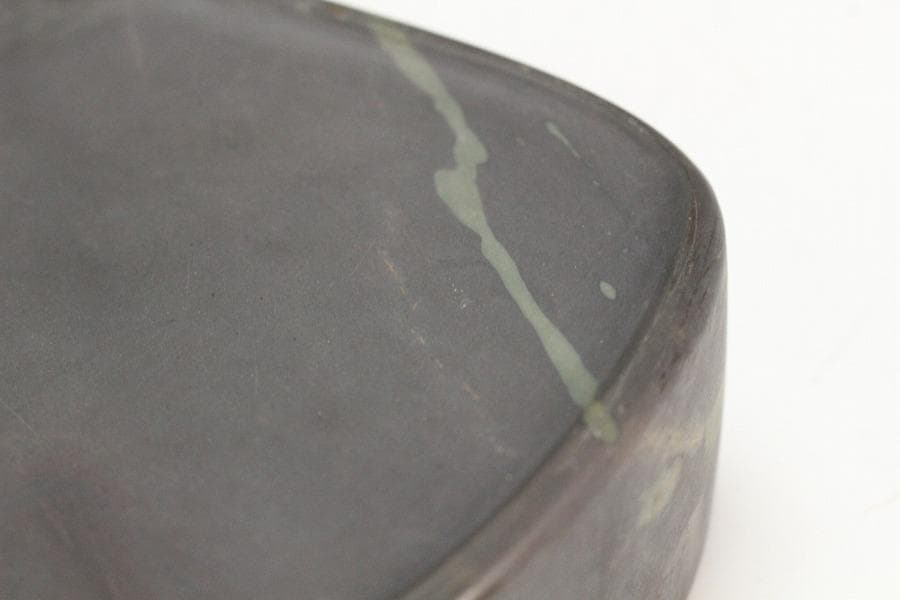 中国美術 楕円形 端渓 硯 文房具(K-LC733)