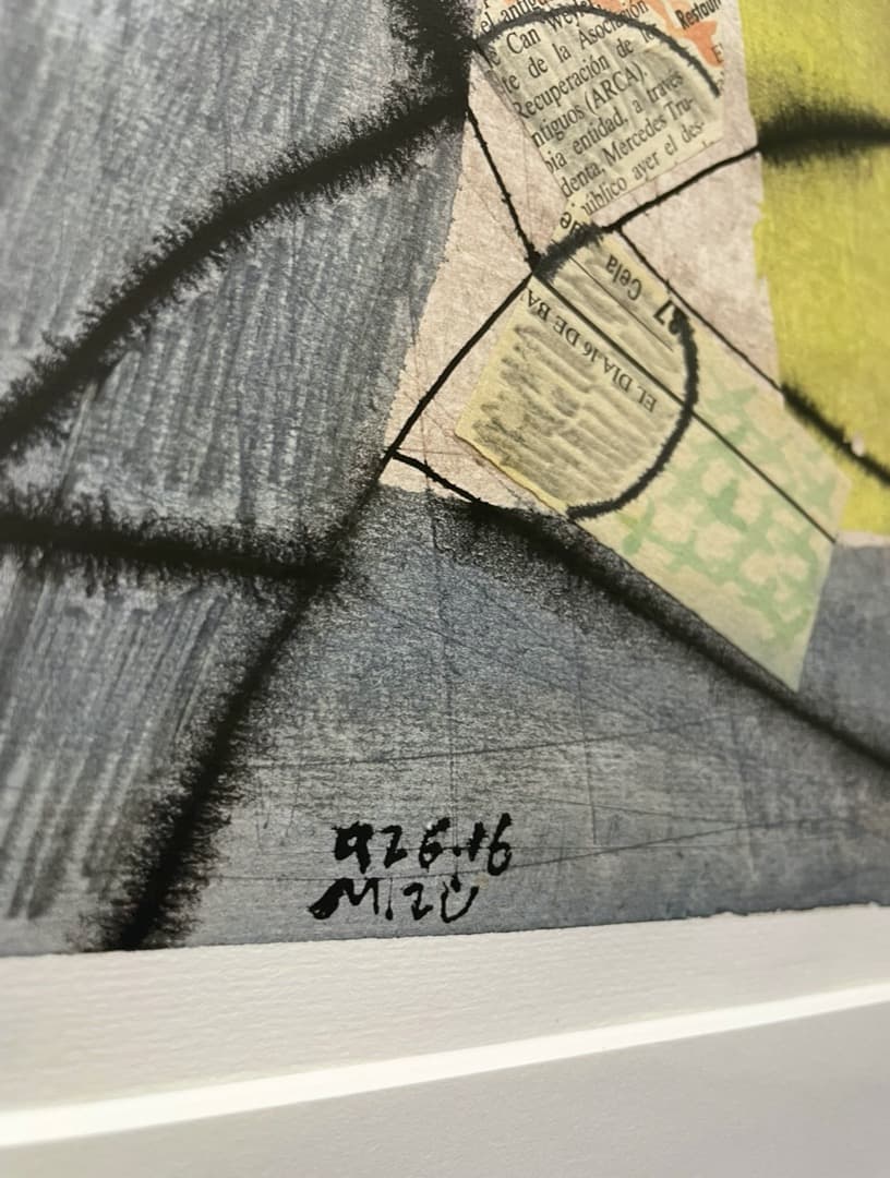 一点物◆ミズテツオ『無題』コラージュ 水彩 鉛筆 ペン 直筆サイン入り 額装 縦