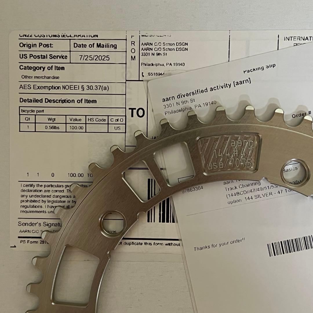 パーツ aarn TRACK CHAINRING 144 SILVER 47T