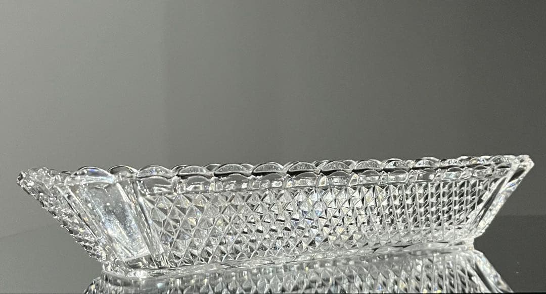 Baccarat バカラ/※19世紀 刻印有　ディアマンビゾー　長皿　トレイ