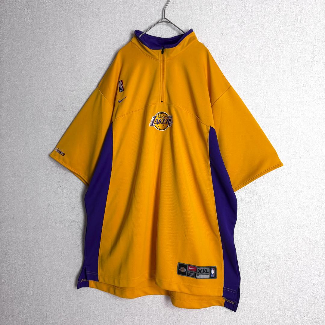 【海外限定☆2XLサイズ☆レイカーズ】ナイキ NBA刺繍ウォームアップTシャツ