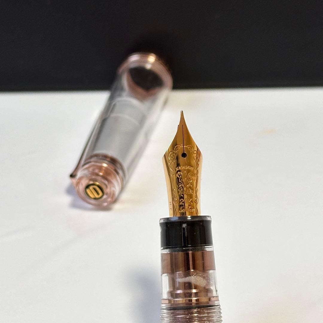 NAGASAWAオリジナル万年筆ギアスケ 【F】ピンクゴール スケルトン