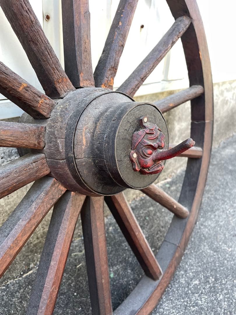 レア　車輪 木製車輪　アンティーク　希少品　ガーデニング　天狗　骨董品　希少