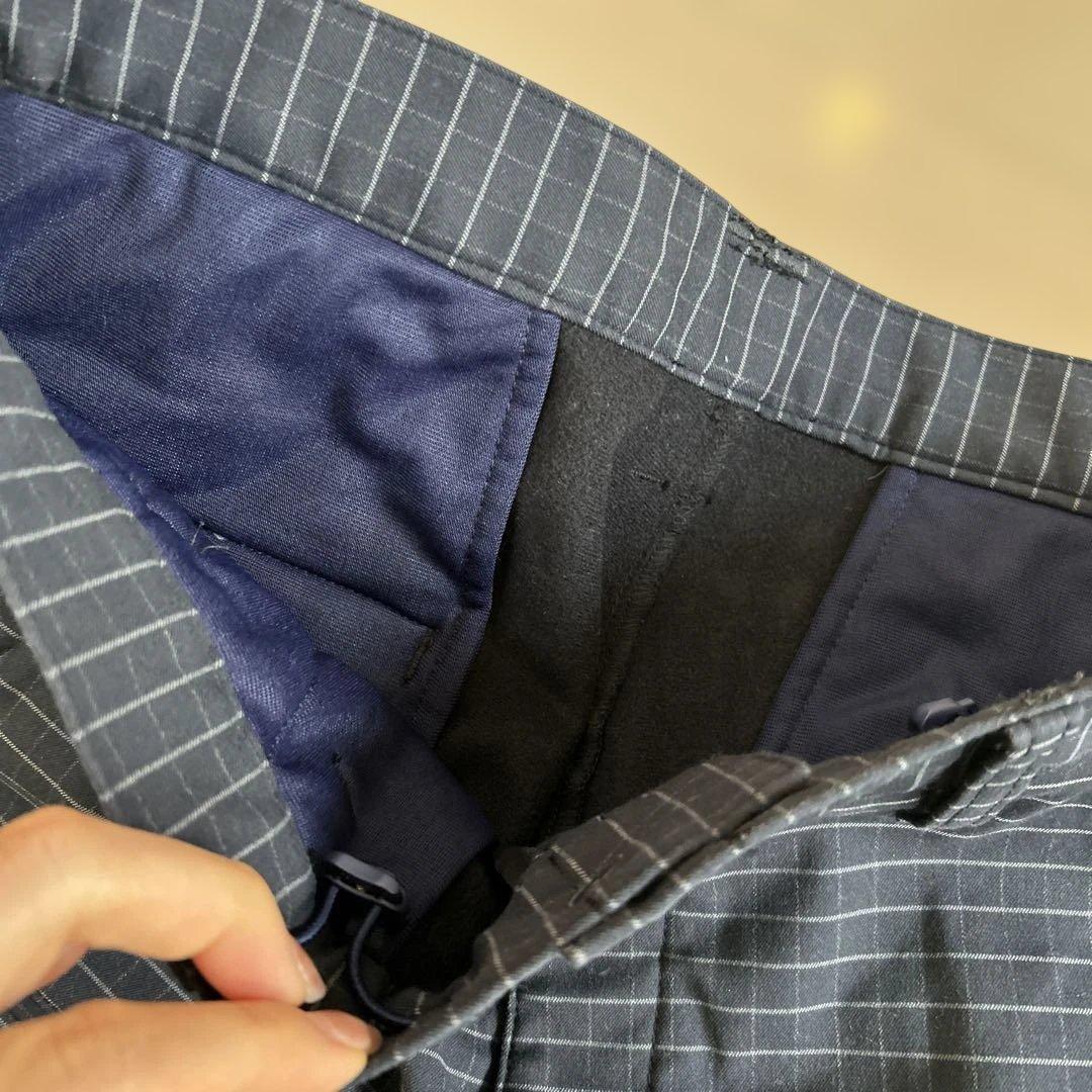 パーリーゲイツ　ネイビー チェック パンツ PGのロゴ