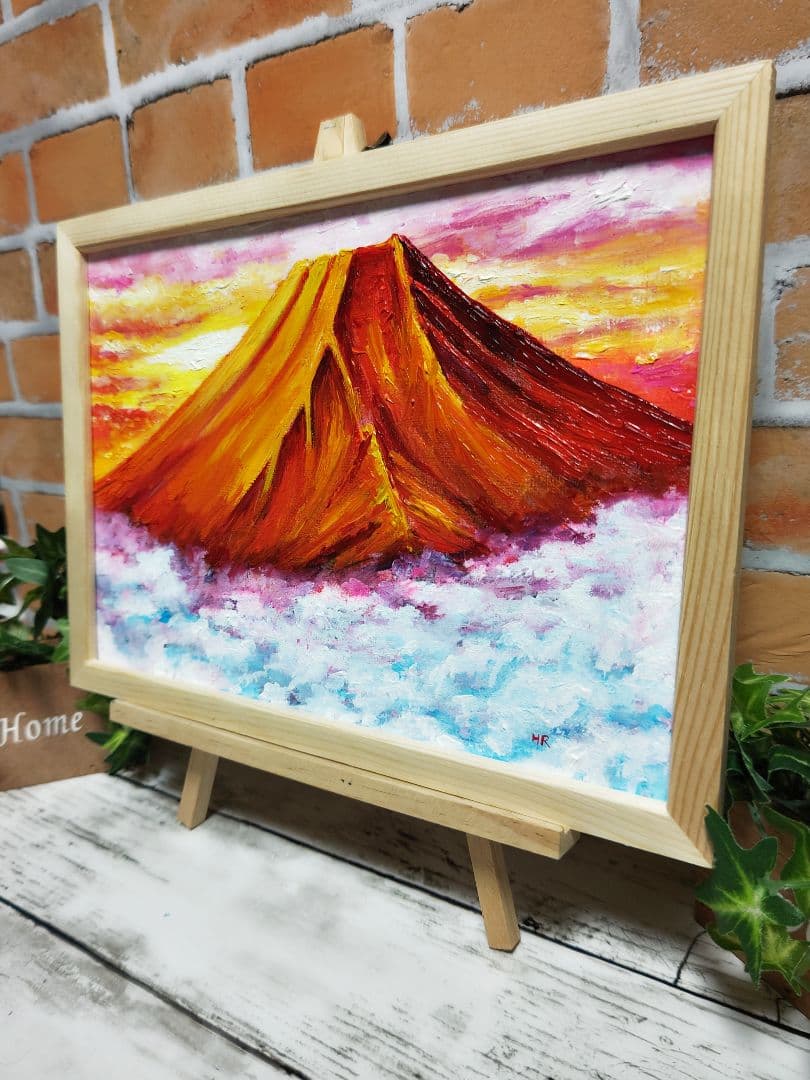 油絵 絵画【赤富士】