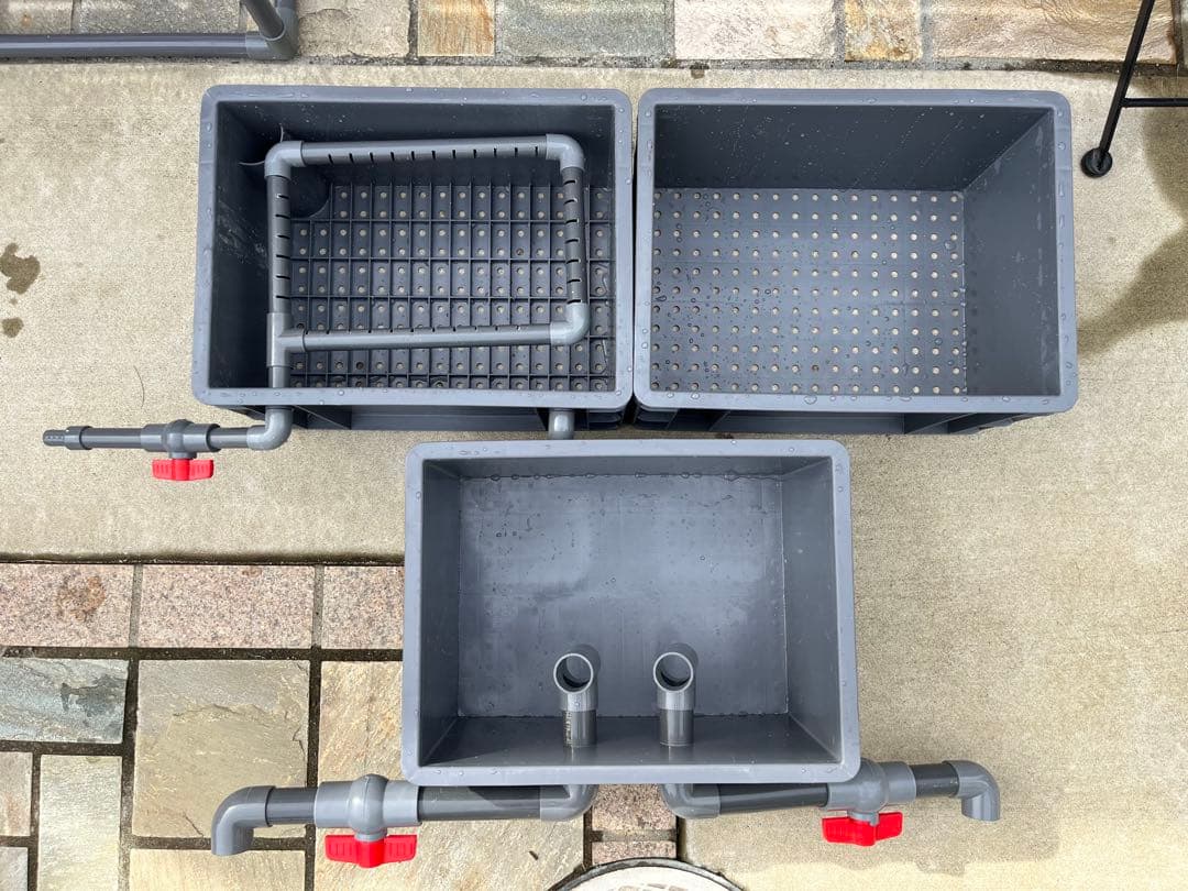 三段式万能濾過器装置　大型水槽池濾過層濾過飼育 オーバーフロー外部飼育濾過槽