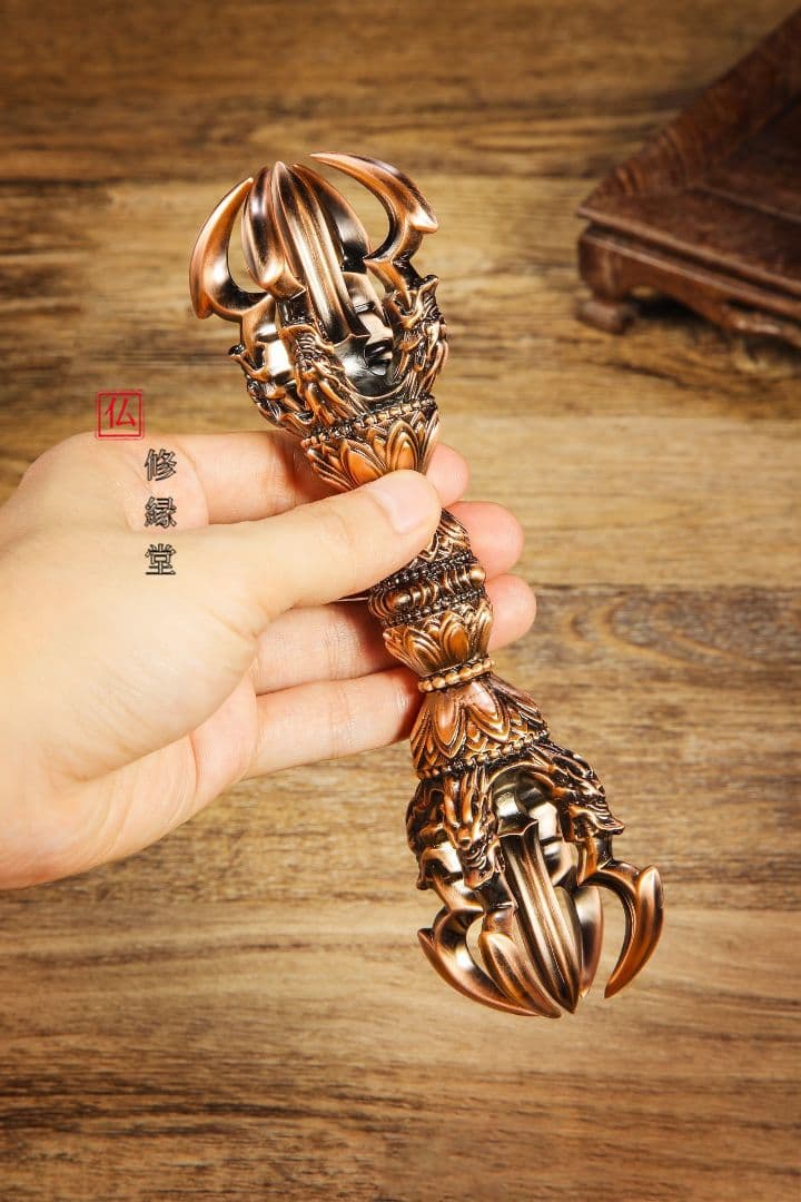 【修縁堂】寺院用仏具赤銅色五大明王金剛盤 金剛五鈷杵 三鈷杵 独鈷杵 五点セット