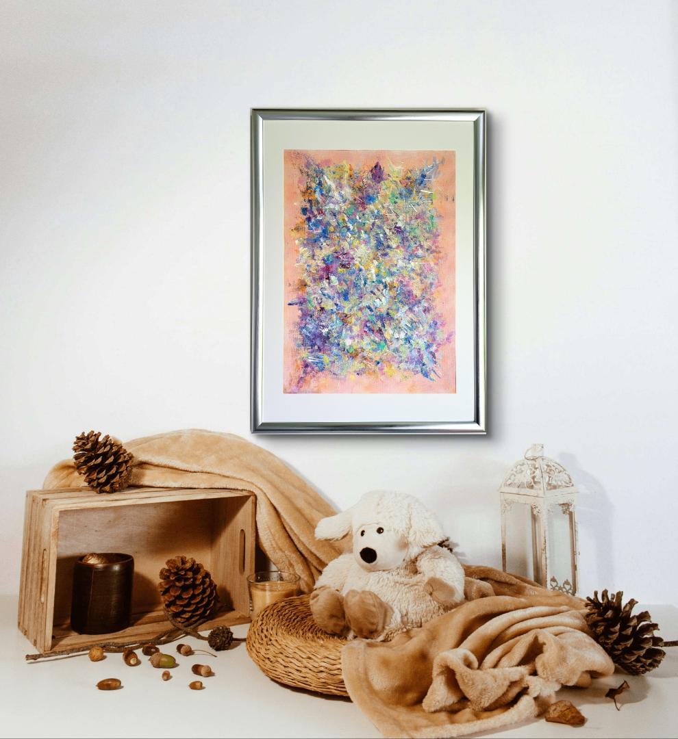 香水 / 抽象画 77×56㎝ B2 額縁セット 原画1点のみ モダンアート