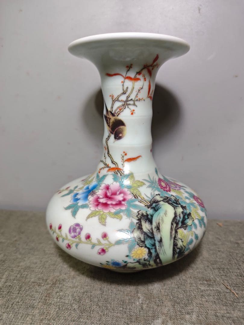 旧蔵　清国　乾隆年 粉彩 花瓶 置物　インテリア