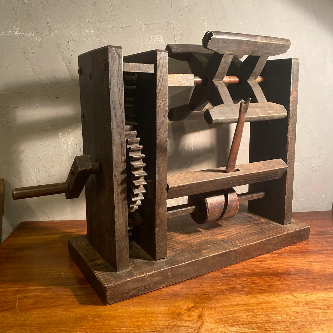 時代物 木製 手動糸巻き機 骨董品 古道具 動作品 アンティーク 古民家