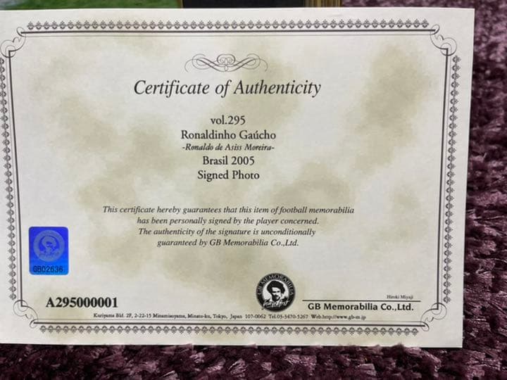 ロナウジーニョ直筆サイン入りオートグラフ