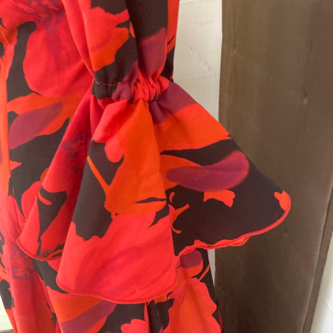 良品 フラメンコ衣装 ワンピース ティアード ロングドレス オーダーメイド 花柄