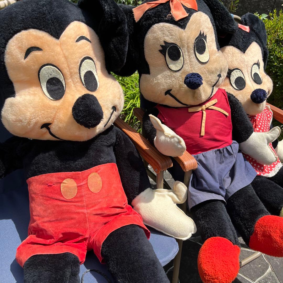 レトロ ミッキーマウス　ミニーマウス BIG ぬいぐるみ　3体セット USA