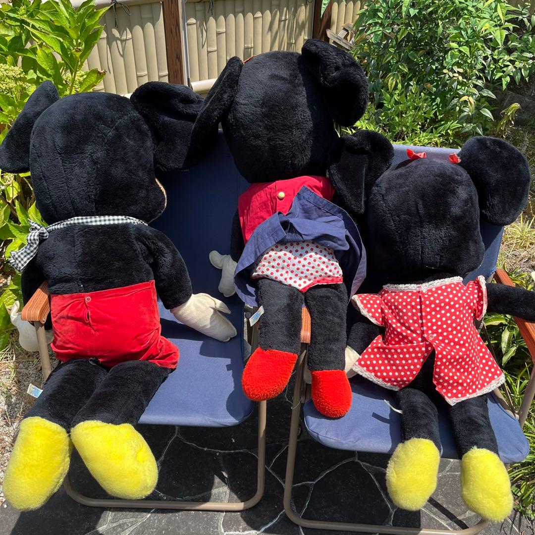 レトロ ミッキーマウス　ミニーマウス BIG ぬいぐるみ　3体セット USA