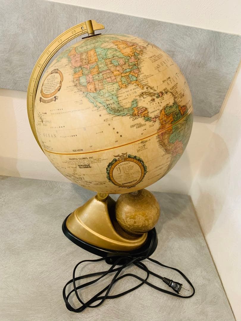 高級　地球儀（現代地図　日本語版）　中古