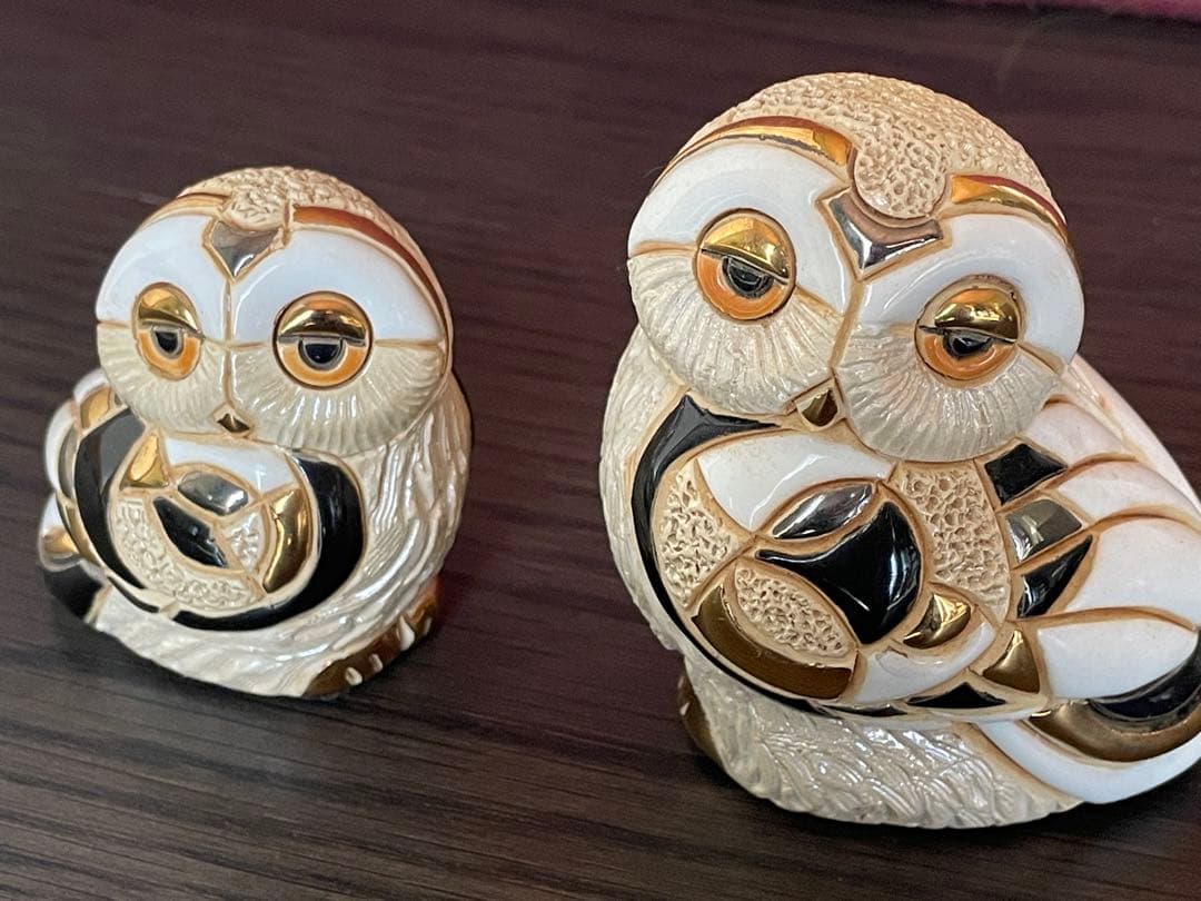 De Rosa デ・ローザ 高級 陶器 フィギュリン 置物 フクロウ　セット
