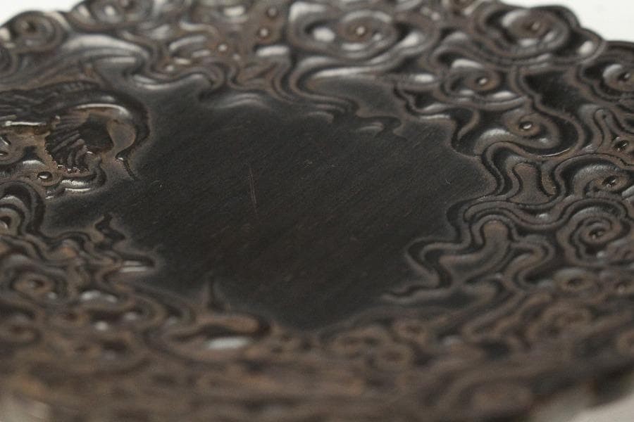 紫檀 雲鶴 細密彫刻 小皿 五枚(K-A719)