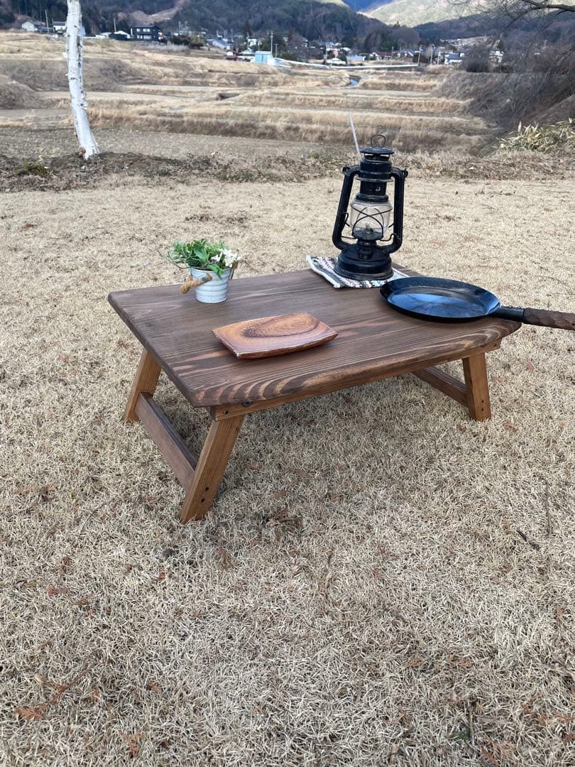 アウトドアテーブル　折りたたみ式　ハンドメイド　ソロキャンプ　アンティーク