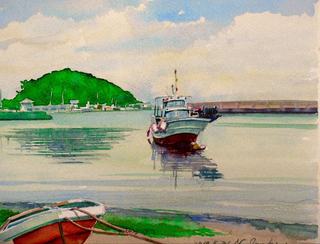 水彩画「一艘の船」