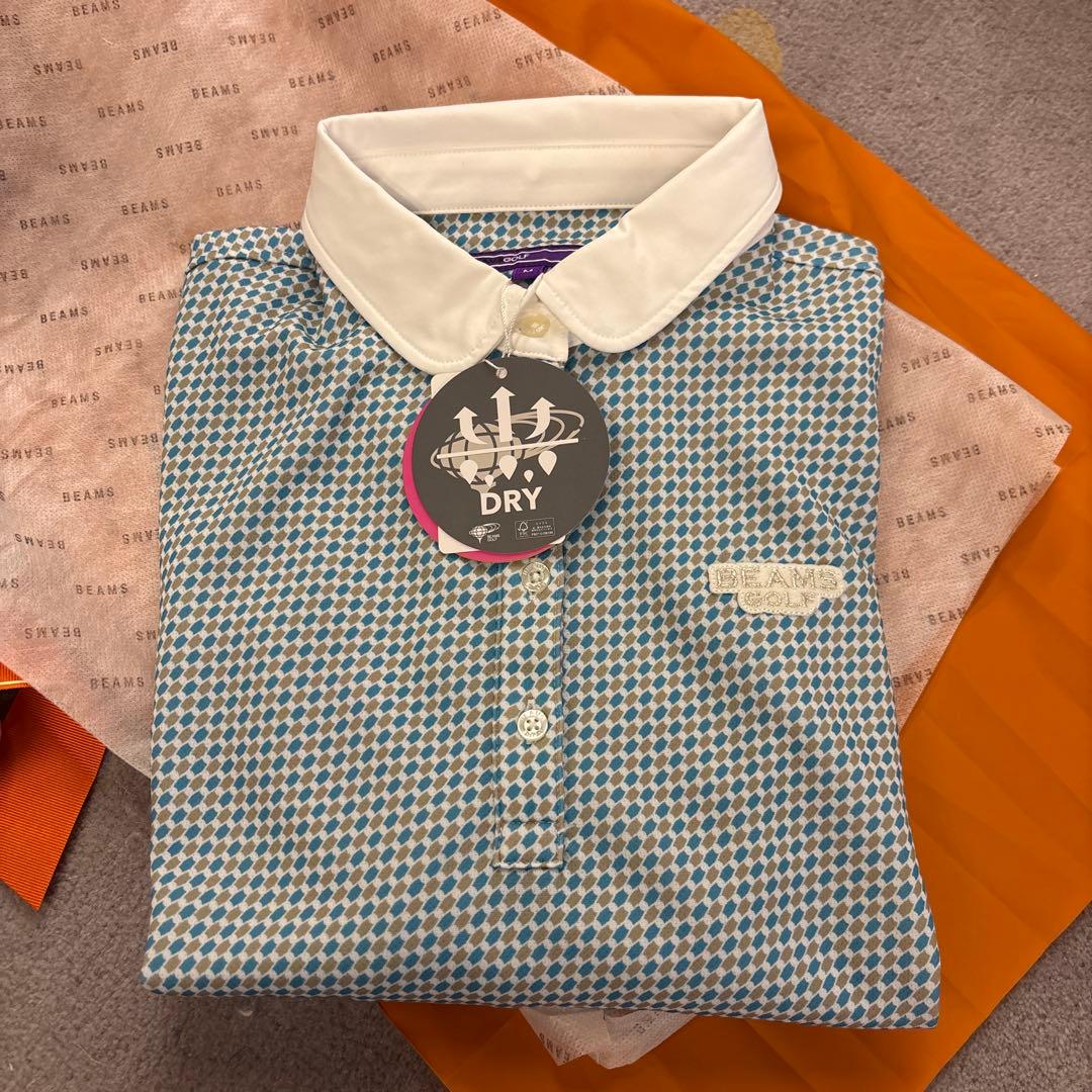 BEAMS GOLF 吸湿速乾ポロシャツ 水色