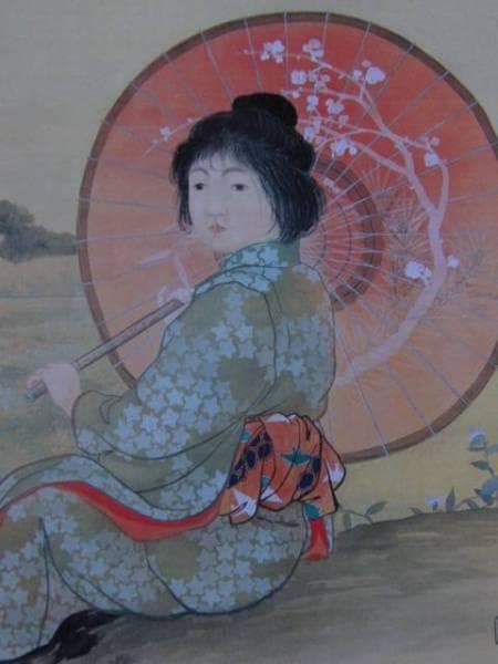 小林　古径、少女、希少な画集より、版上刷サイン入、 新品高級額装付